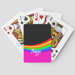 Custom name rainbow patterned poker cards