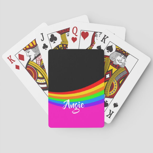 Custom name rainbow patterned poker cards (Back)