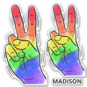 Custom name Rainbow Peace Sticker