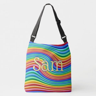 Custom name Rainbow Pride cross body Tote Bag.