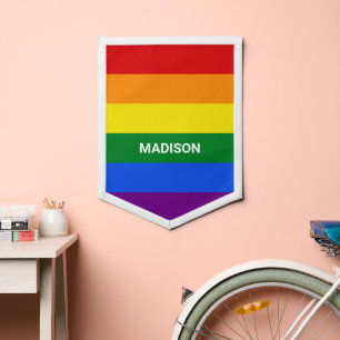Custom Name Rainbow Pride Pennant