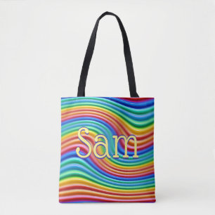Custom name Rainbow Pride Tote Bag.