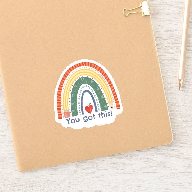 Custom Name Rainbow School Themed Inspirivity Sticker (Notebook)