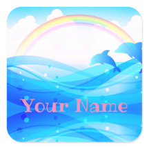 Custom Name Rainbow Summer Magic Blue Dolphins