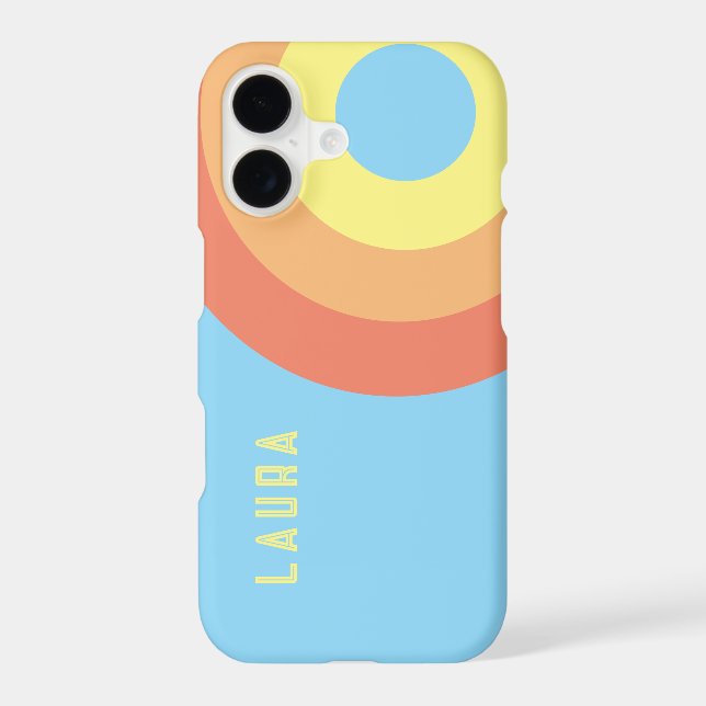 Custom name Rainbow Target – blue, Peach  Case-Mate iPhone Case (Back)