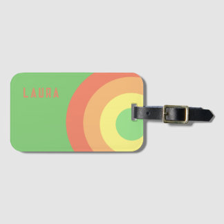 Custom name Rainbow Target – green, Peach Luggage Tag