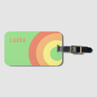 Custom name Rainbow Target – green, Peach Luggage Tag