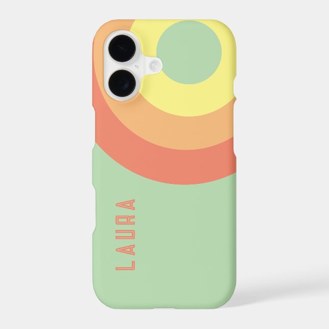 Custom name Rainbow Target – pink, Peach green Case-Mate iPhone Case (Back)