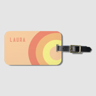 Custom name Rainbow Target – pink, Peach Luggage Tag