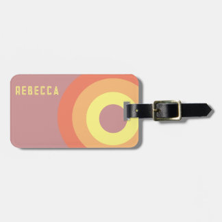 Custom name Rainbow Target – pink, Peach Luggage Tag