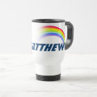 Custom name rainbow travel boys blue mug