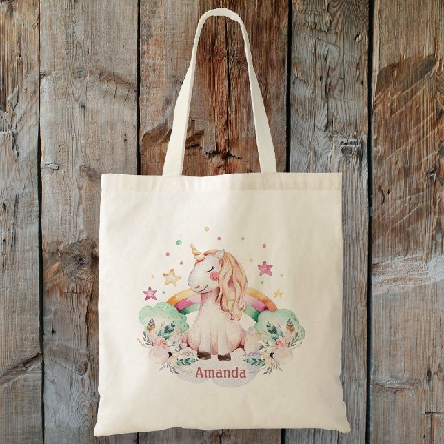 Custom Name Rainbow Unicorn Tote Bag (Custom Name Rainbow Unicorn Tote Bag)