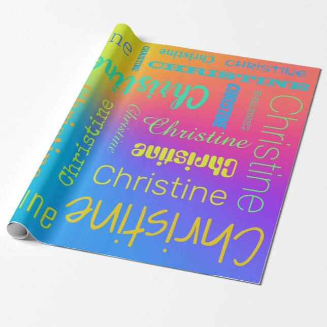 Custom Name Rainbow  Wrapping Paper (Unrolled)