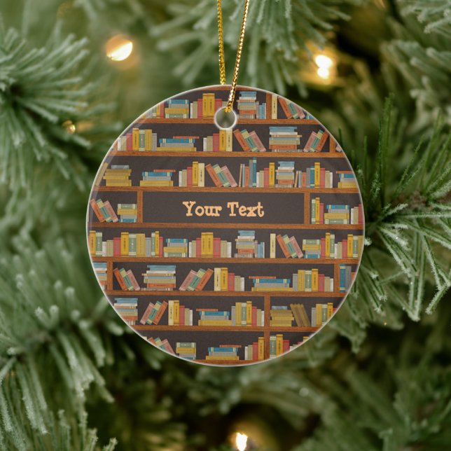Custom Name Reader Bookaholic Books Lover Bookworm Ceramic Ornament (Tree)