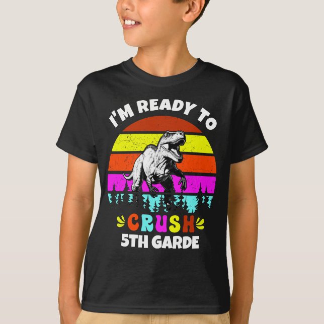 Custom Name Ready to Crush Dinosaur1st 2nd 3rd etc T-Shirt (Front)