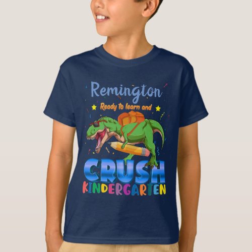 Custom Name Ready to Crush Kindergarten Dinosaur T_Shirt