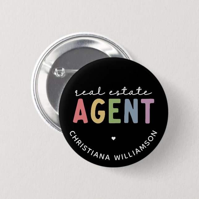 Custom Name Real Estate Agent | Realtor Gifts Button (Front & Back)