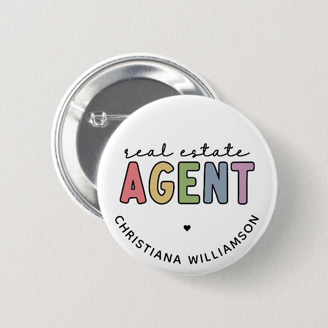 Custom Name Real Estate Agent | Realtor Gifts Button (Front & Back)