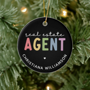 Custom Name Real Estate Agent Realtor Gifts Ceramic Ornament