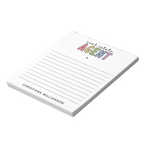 Custom Name Real Estate Agent  Realtor Gifts Notepad