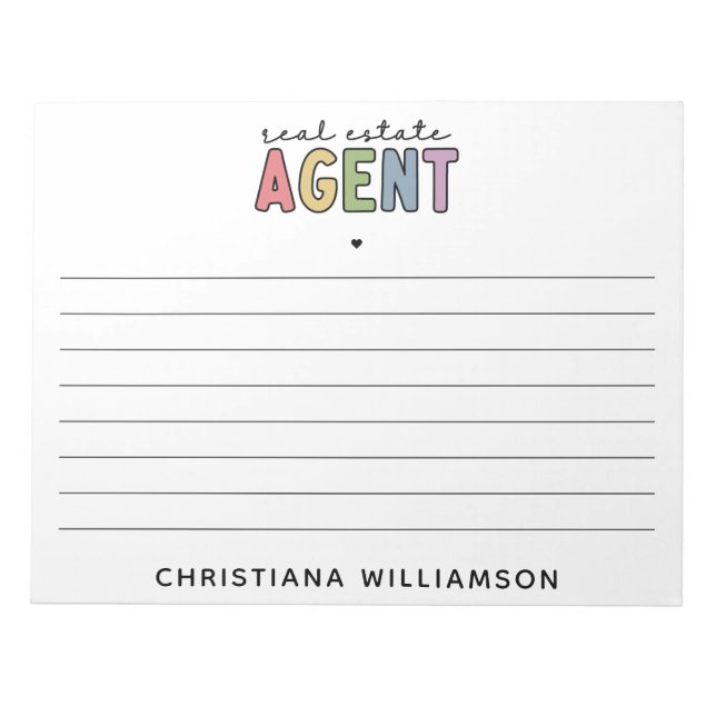 Custom Name Real Estate Agent | Realtor Gifts  Notepad (Front)