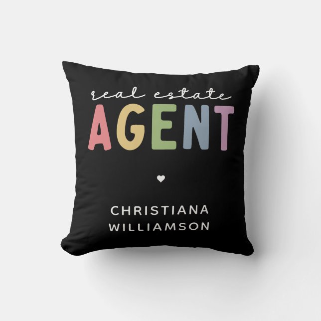 Custom Name Real Estate Agent | Realtor Gifts Throw Pillow (Front)
