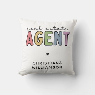 Custom Name Real Estate Agent Realtor Gifts Throw Pillow