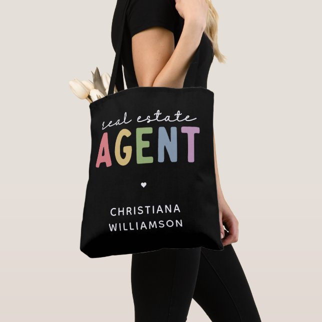 Custom Name Real Estate Agent | Realtor Gifts Tote Bag (Close Up)
