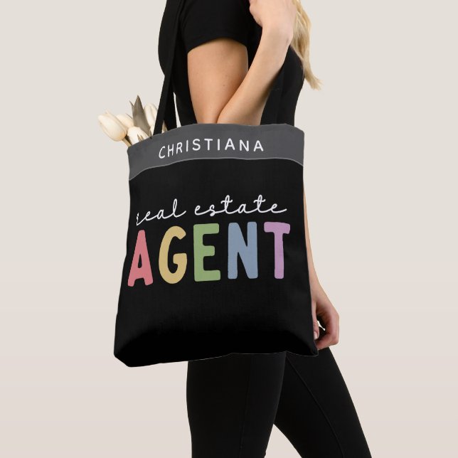 Custom Name Real Estate Agent | Realtor Gifts Tote Bag (Close Up)