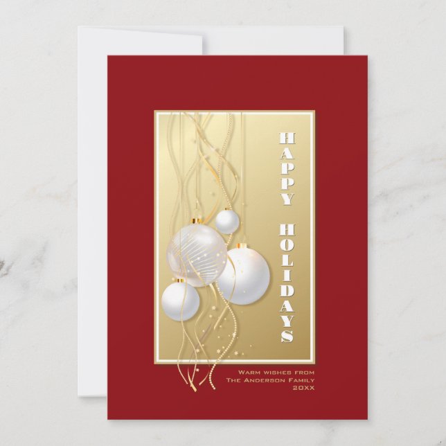 Custom Name Red and Gold Holiday Greeting (Front)
