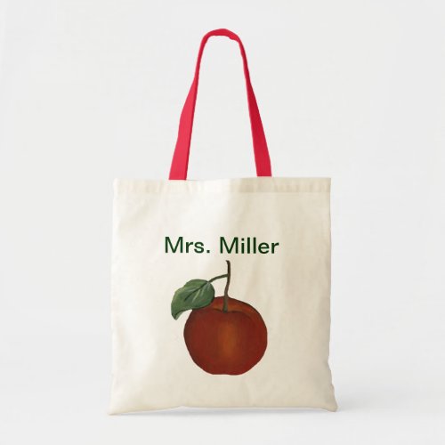 Custom Name Red Apple Tote Bag