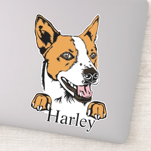 Custom Name Red Basenji art Sticker