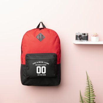 Custom Name Red & Black Port Authority Backpack by shop_tote_bag at Zazzle