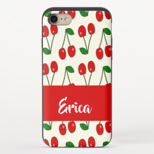 Custom name red cherries on yellow iPhone 8/7 slider case