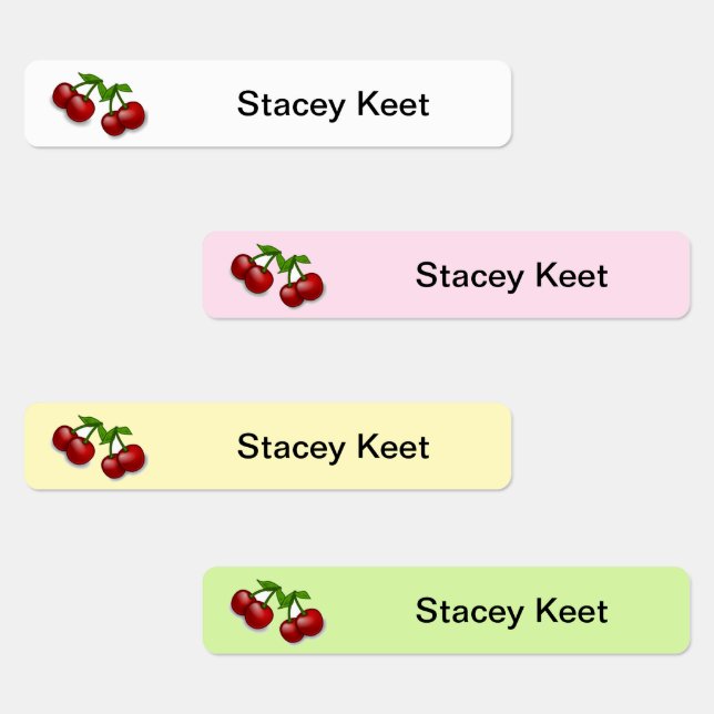 Custom name red cherry fruits kids' labels (Group)