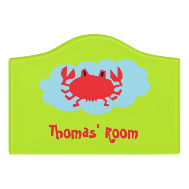 Custom name red crab on blue and green