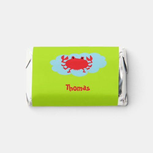 Custom name red crab on blue and green hersheys miniatures