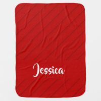 Custom name red diagonal plastic textured baby blanket