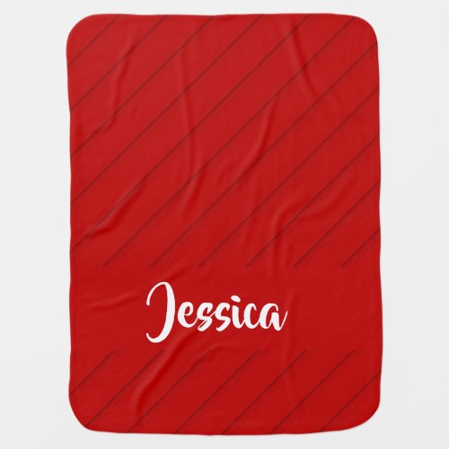 Custom name red diagonal plastic textured baby blanket