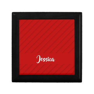 Custom name red diagonal plastic textured gift box