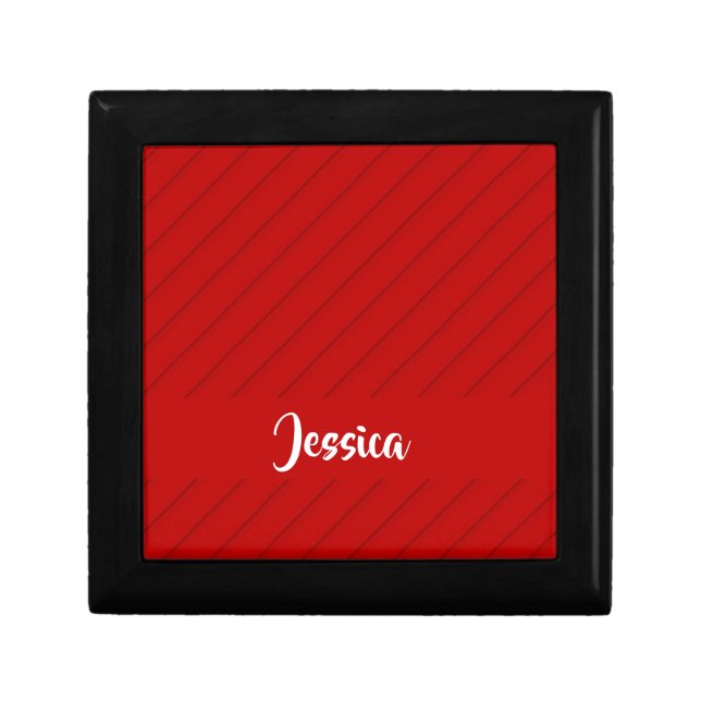 Custom name red diagonal plastic textured gift box (Front)