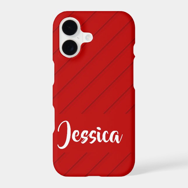Custom name red diagonal plastic textured iphone case (Back)