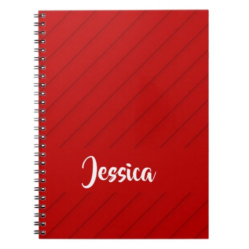 Custom name red diagonal plastic textured notebook