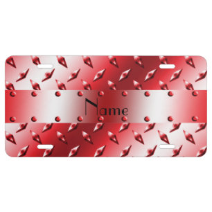 Custom name red diamond plate steel