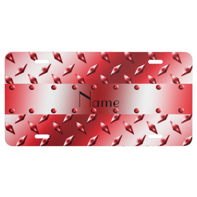 Custom name red diamond plate steel (Front)