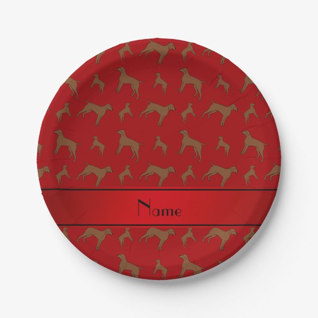 Custom name red German shorthaired pointer dogs Paper Plates (Front)
