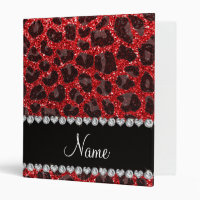 Custom name red glitter leopard spots