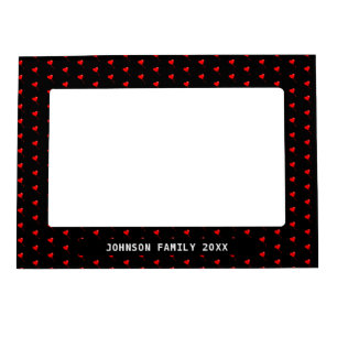 Custom Name Red Heart Balloon Pattern Black BKGD Magnetic Frame