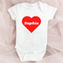 Custom Name Red Heart Valentine's Day Baby Bodysuit