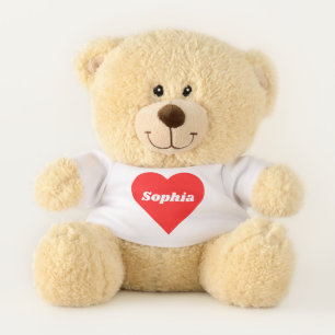 Custom Name Red Heart Valentine's Day Teddy Bear